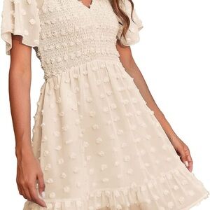 Chic Cream Mini Dress with Textured Design